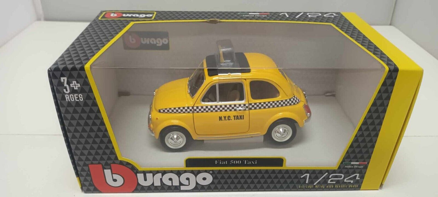 Fiat 500 N.Y.C. Taxi New York Burago 1:24 Nuovo GM Shop