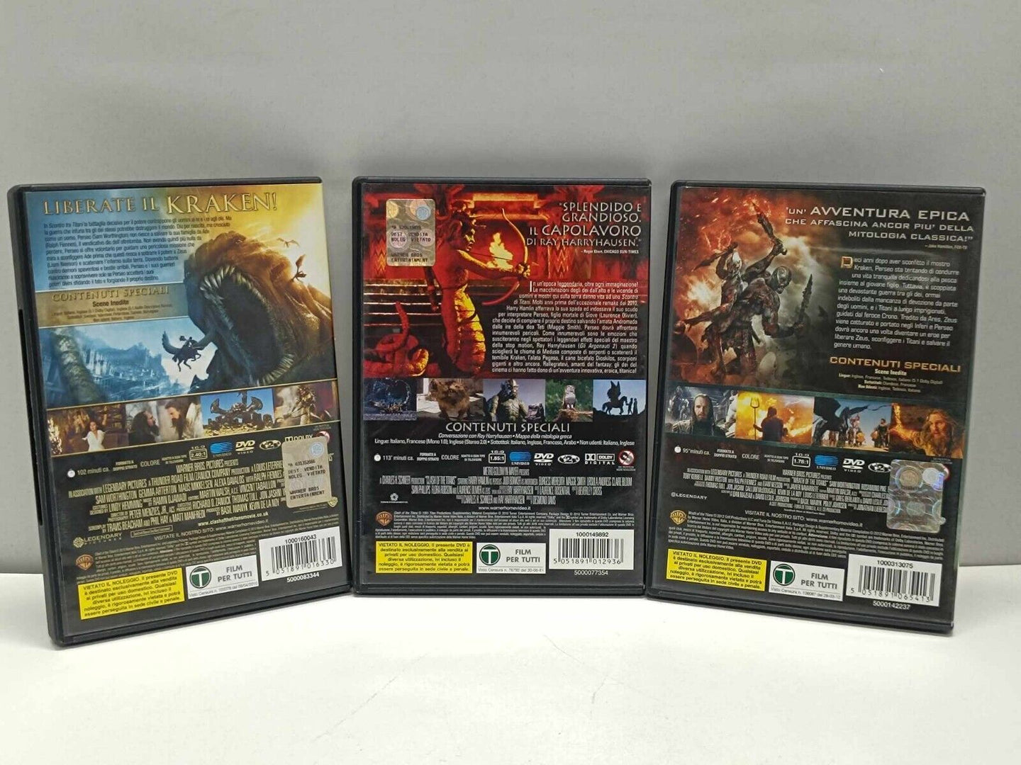 Lotto DVD Scontro Di Titani + Scontro Tra Titani + Furia Dei Titani Usato Ita