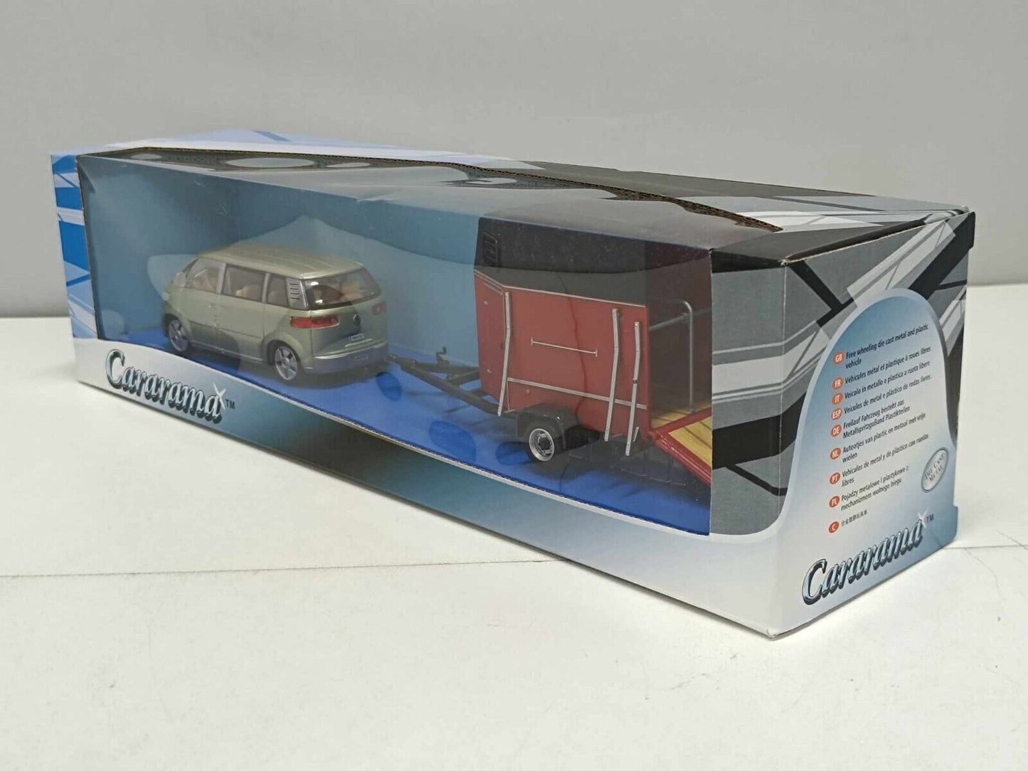 Volkswagen Microbus 2001 Verde  Green + Van Porta Cavalli - Cararama 1:43 Nuovo