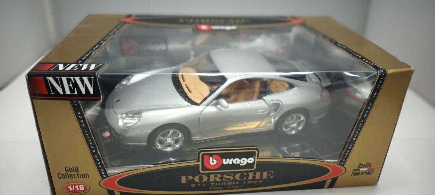 Porsche 911 Turbo 1999 Silver Burago Bburago 1:18 Made in Italy Usato 1/18