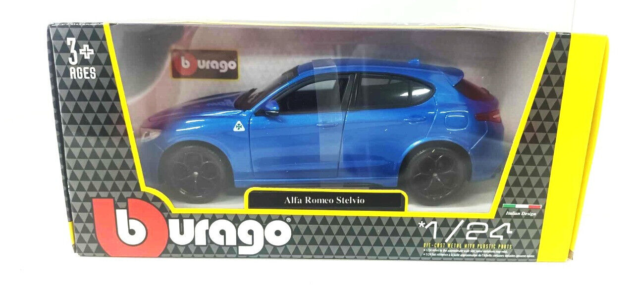 Alfa Romeo Stelvio Quadrifoglio Burago 1:24 Blu Misano Nuovo