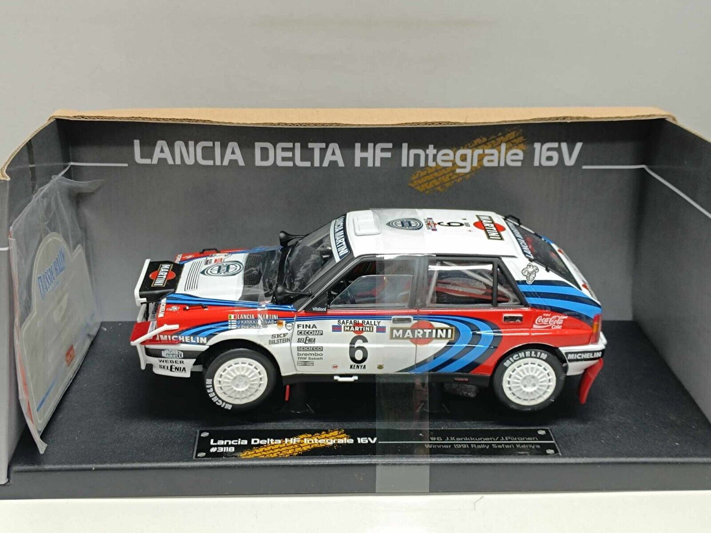 Lancia Delta HF Integrale 16v Winner 1991 Safari Kenya Kankkunen Sun Star 1:18