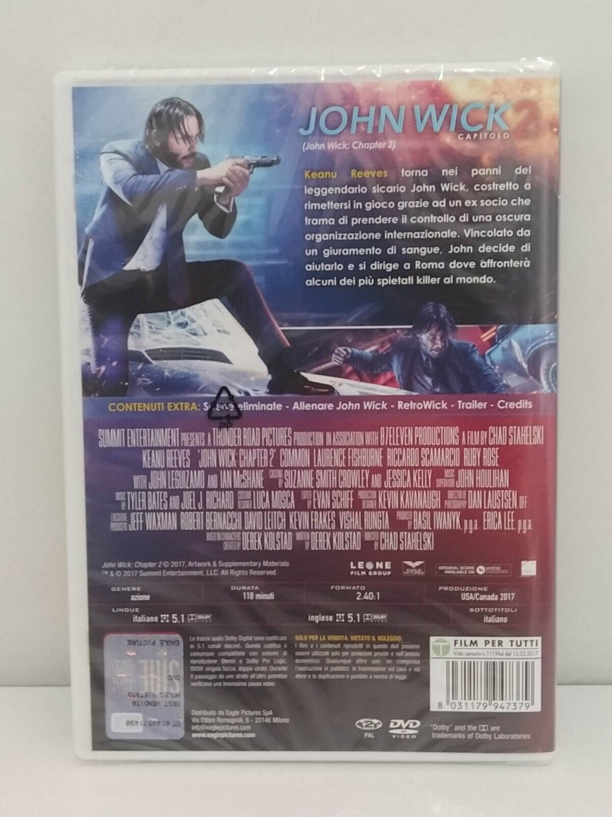 Film DVD John Wick 2 Keanu Reeves 2017 Nuovo Sigillato GM Shop