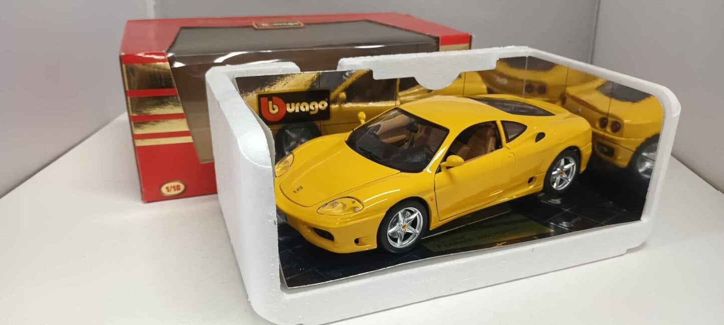Ferrari 360 Modena Giallo Yellow Burago 1:18 Usato + Box Made in Italy - 1/18